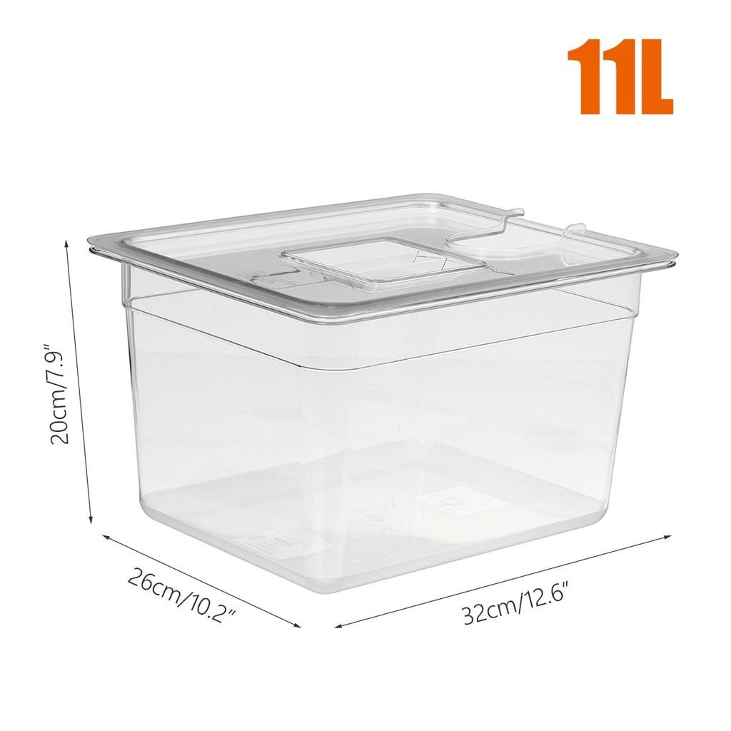 11L Sous Vide Container with Lid 11 Liter Water Tank Bath for Circulator Sous Vide Culinary Immersion Slow Cooker Cooking Tools