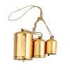 Рождественское украшение-колокольчик, Набор из 3 рождественских колокольчиков из латуни, Коровьи колокольчики в деревенском стиле шебби, Подвесной гигантский металлический декор, Золотой