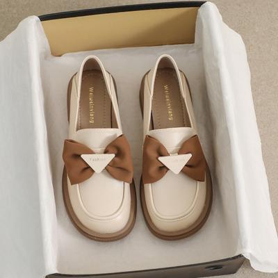 Туфли женские на мягкой подошве с бантом, винтажные туфли на платформе, британский стиль, маленькие кожаные туфли для женщин, толстый каблук