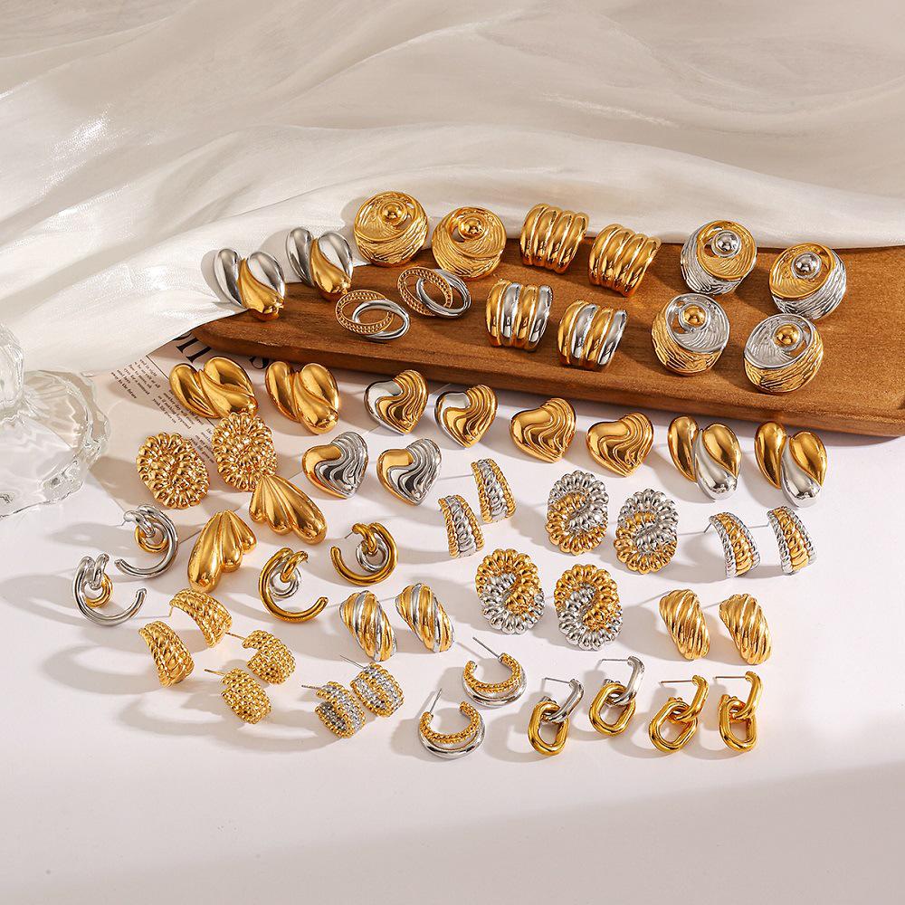 Серьги-пусеты Yingtai из нержавеющей стали с 18-каратным золотым покрытием, нанесенным методом вакуумной электрогальваники