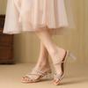 Huiliya French High-heeled Slippers Women's Summer Wear New Rhinestone Word with Thick Heel Crystal Sandals X 2026-6