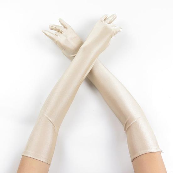 1 пара перчаток, однотонные, с длинными пальцами, эластичные, гладкие, мягкие, дышащие, до локтя, для невесты, свадьбы, вечеринки, сценического шоу, перчатки для косплея