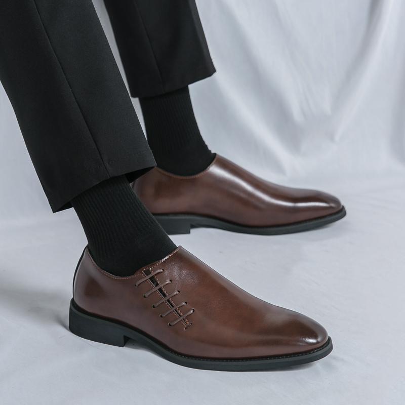Мода Мужская Мода Туфли Дерби Заостренные Черные Коричневые Европейские Американские Деловые Брендовые Туфли Президентские Социальные Туфли Размеры 38-46