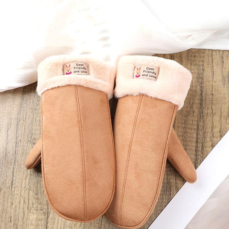 Женские уличные плюшевые висячие варежки, флисовые замшевые перчатки, сохраняющие тепло, зимние, ветрозащитные, однотонные