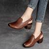 2024 Hot Seller New Thick-heeled Soft Leather Outer Slippers Comfortable Versatile Mid-heeled Women Sandal Women Mother's Shoes