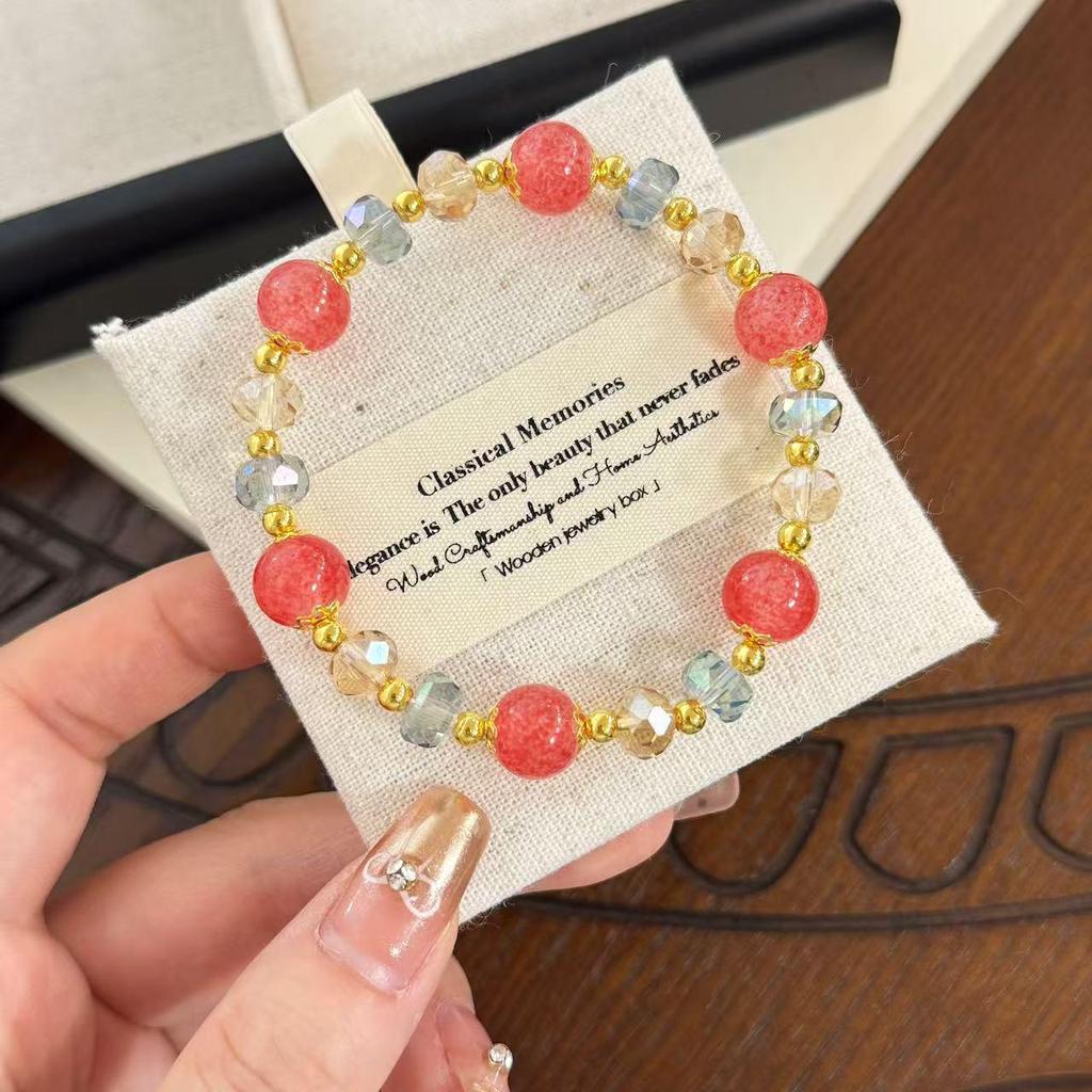 Очаровательный браслет с розовыми кристаллами и цветочным узором - Мечтательный подарок в придворном стиле для девушки