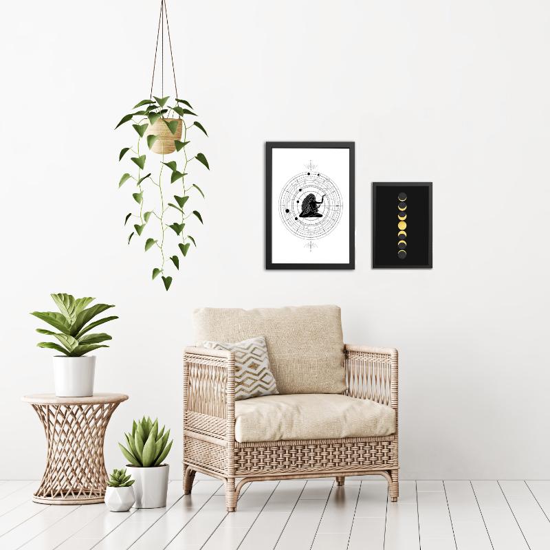 Фазы Луны, астрологический знак зодиака, уникальный винтажный эстетический холст, картина, принты, гостиная, кафе, декор над кроватью, подарок на день рождения