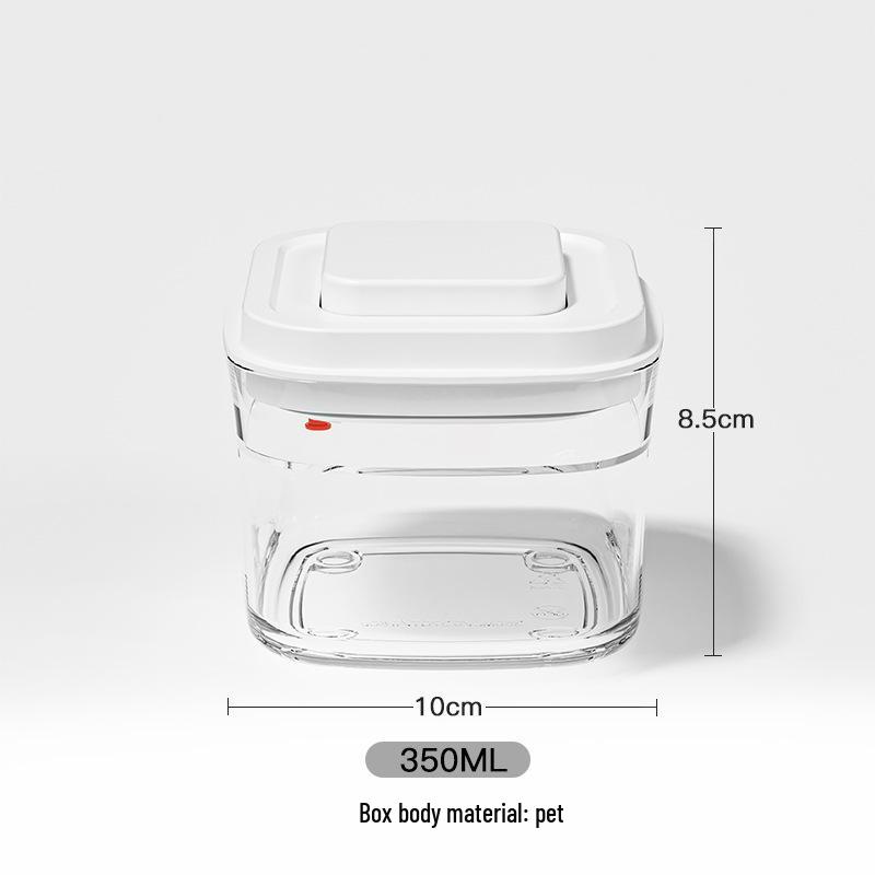 Square Clear Push-Type Storage Jar - Sealable Plastic Container for Kitchen Grains, Candy, and Fruit Powder