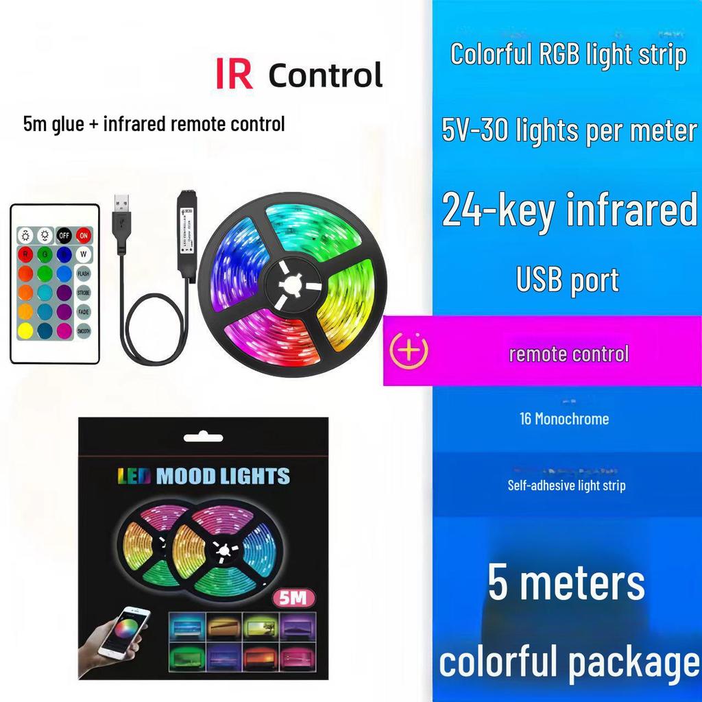 Комплект светодиодной ленты RGB 5 В: Меняющий цвет USB Bluetooth смарт-фон для украшения стола и стен.