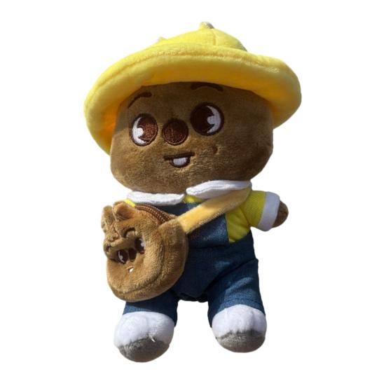 Cartoon Animal Plush Toy with Removable Clothes Backpack Pig Fox Chick Wolf Bear Cat Rabbit Dog Plushie Stuffed Animal Doll Band Fans Gift