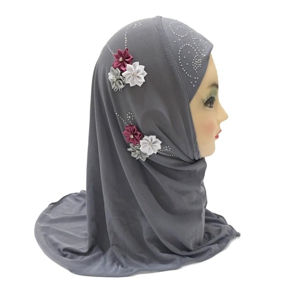 Jersey Material Kids Hijab Pull On Style Islamic Headscarf Beautiful Girls Hijab School