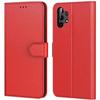 Coque - BOOLING - pour Samsung A32 5G - Rouge - Effet Cuir - Anti Rayure - Portefeuille