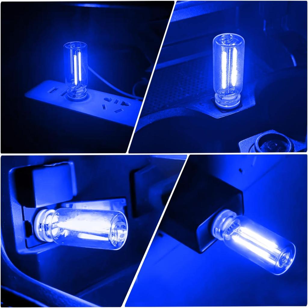 2PCS Car USB Lights Car Atmosphere Lamp with Touch Dimmable, Portable Mini Glass Bottle LED Bulb Night Lights for Vehicle Bedroom Hallway Camping