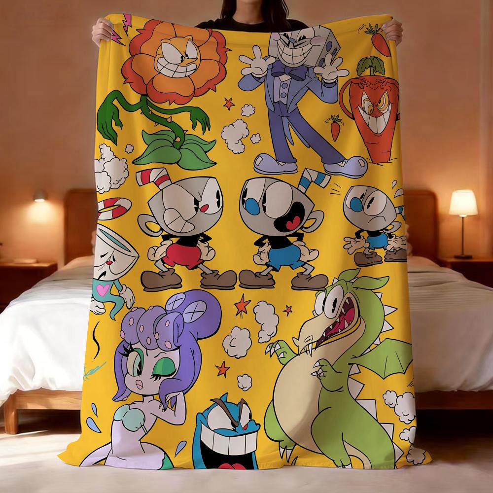 Классический Милый Игровой C-Cuphead Бросок Легкий 240 г Фланелевое Одеяло Мягкое Для Кожи для Летнего Охлаждения