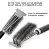 1Pcs Stainless Steel Bristle Cleaner Brush with Deluxe Handle BBQ Tool Grill Brush and Scraper