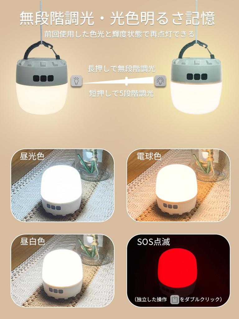 Светодиодный фонарь DINGAI для кемпинга с большой памятью света Практичные часы освещения Цвет дневного света Цвет лампочки Дневной белый свет 4 переключения цветов