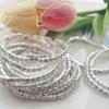 6-Piece Glitter Silvery Rhinestone Ultra Fine Tennis Stretch Bracelet Bangle For Women Party Wedding Anniversary Gift
