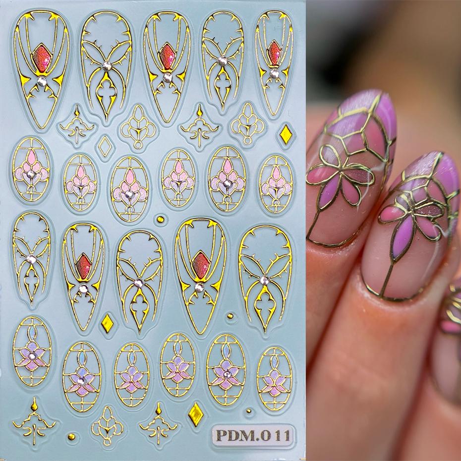 Xiaomi 1pc Black Gothic Window Nail Art Stickers Vintage Church Lace Design Nail Self-adhesive Decals Sliders for Manicure Decorations