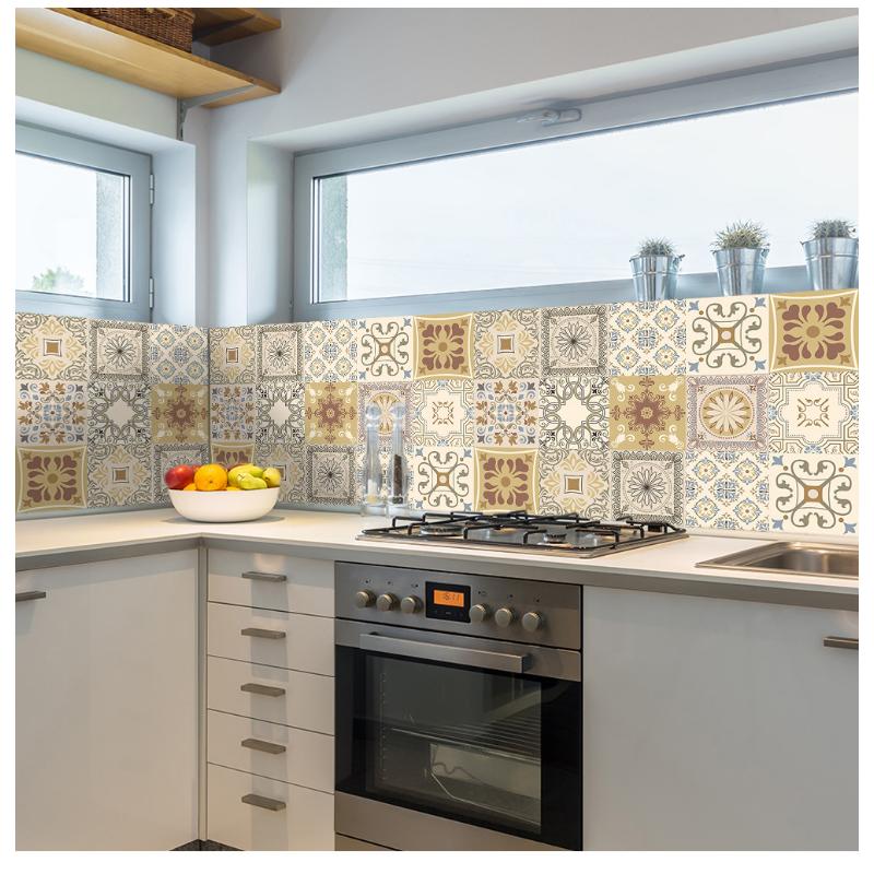 10 шт., ретро-узор, матовая поверхность, плитка, наклейки, чехлы для кухни, ванной, столов, пола, износостойкие художественные наклейки на стены