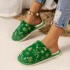 Christmas Baotou Slippers Printed Home Comfortable Plush Leisure Warm Women's Winter Flat Non Slip Slippers Couple Zapatos Mujer
