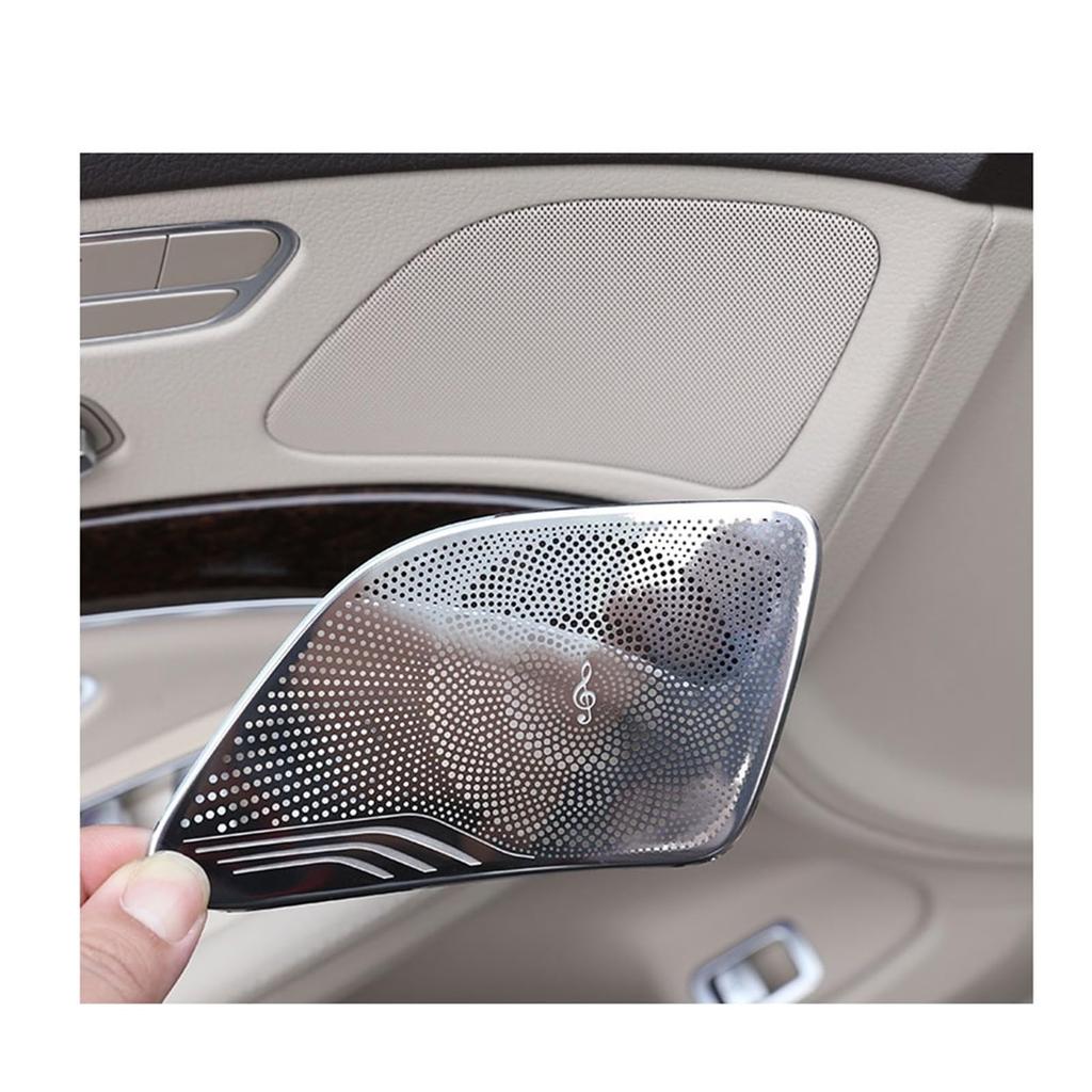 ZJFIOFWF Mercedes S-Class W222 2014-2020 Stainless Steel Silver Car Speaker Door Speaker Cover Trim Sticker Car Accessories