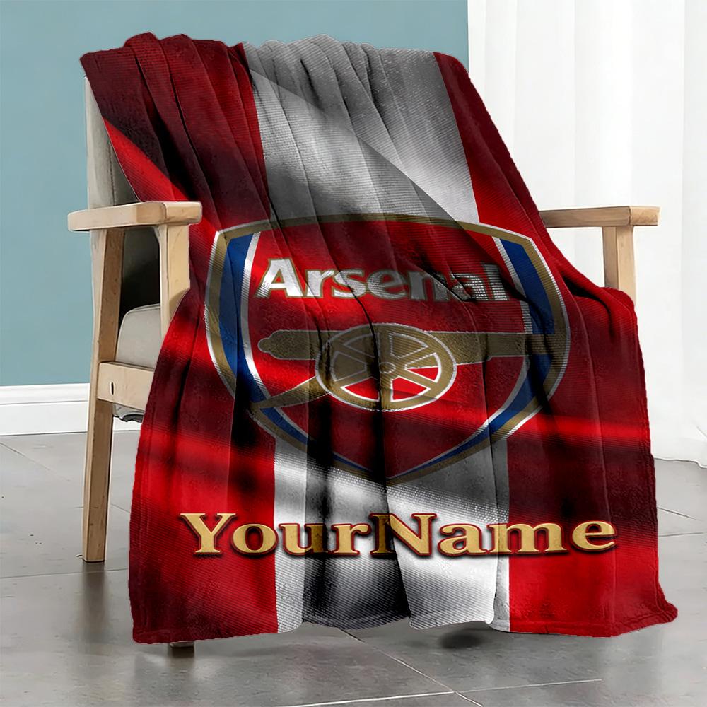 Arsenal Personalized Text Blanket Multi-purpose Customizable Blanket Soft Warm Cozy for Couch Office Chair Picnics Office for All Occasions