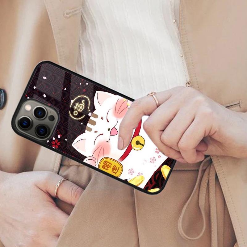 Japanese Lucky Cat Magnetic Phone Case For APPLE iPhone 17 Air 16 14 13 12 Pro Max 15 Plus Wireless Charge With MagSafe Cover