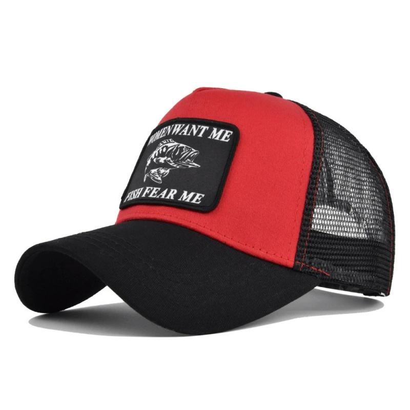 Весенние мужские кепки Бейсболки для женщин Летние дышащие Snapback Сетчатые шляпы Рыба с нашивкой Вышитая кепка Тракер Повседневная шляпа от солнца