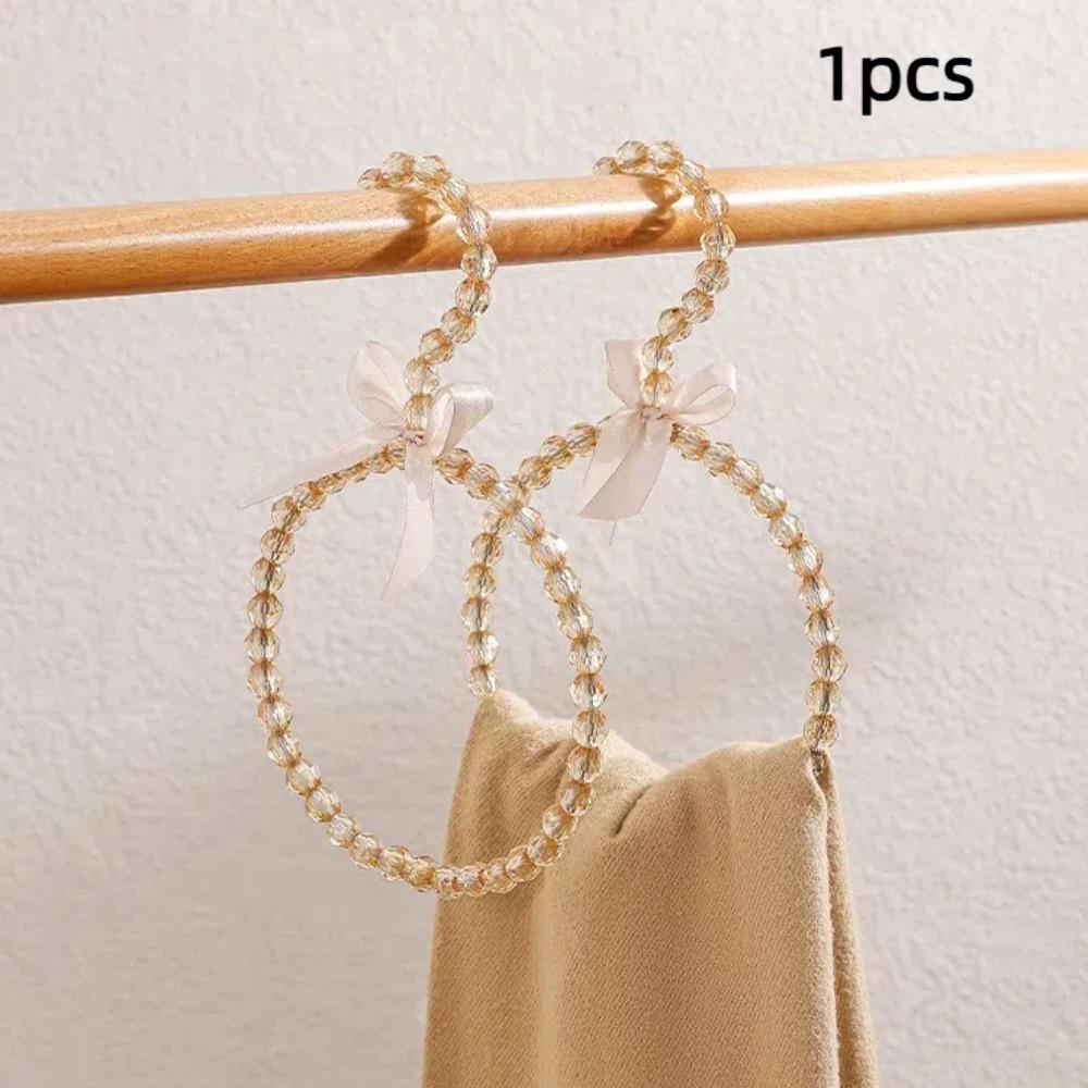 Imitation Pearl Beaded Bow Clothes Hanger Round Shape Scarf Ring Hanger Dress Hanger Home