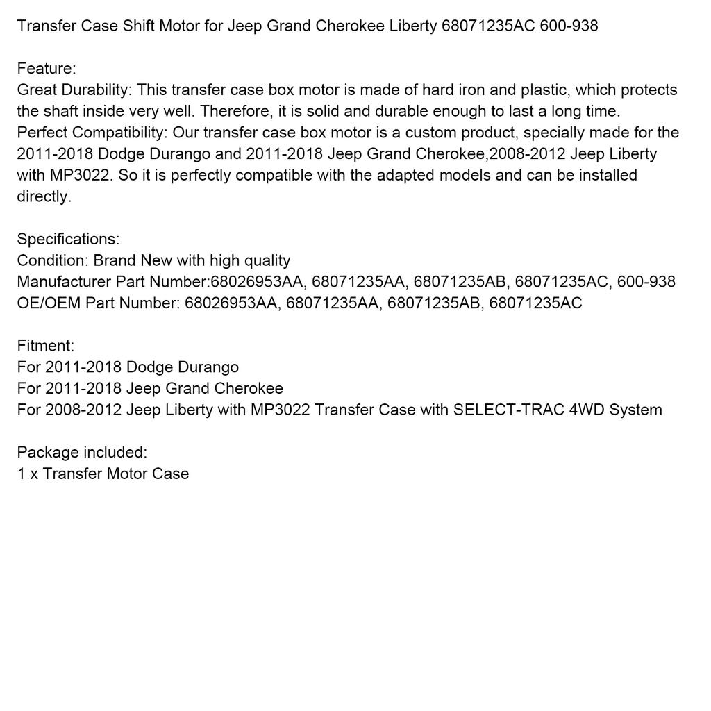 Мотор переключения раздаточной коробки для Jeep Grand Cherokee Liberty 68071235AC 600-938