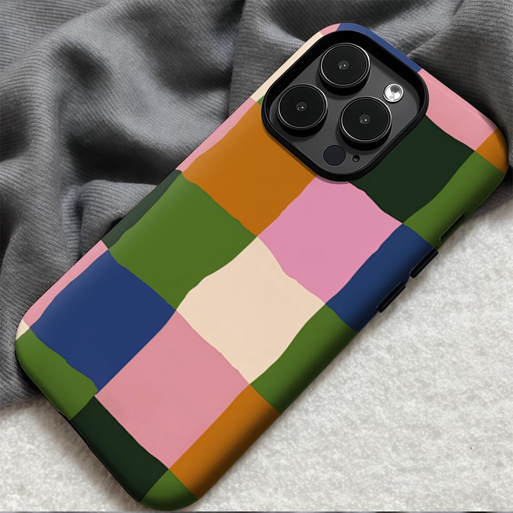 Чехол для телефона с цветовыми блоками для iPhone 17 16 15 14 13 12 11 X XS XR XSMAX 7 8 Air Pro Max Plus Роскошная двухслойная задняя крышка