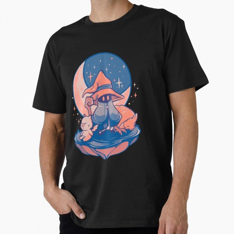 FFIX Nightfall Black Mage X Moogle Final Fantasy Gift T shirt for gamer Short Sleeve Graphic Cl