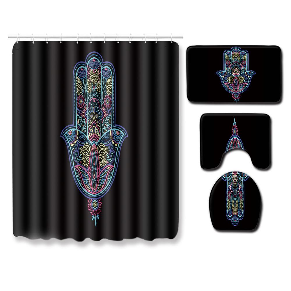 Экзотическая занавеска для душа, коврик для пола в ванной, крышка для унитаза, коврик для ног, узор из четырех частей