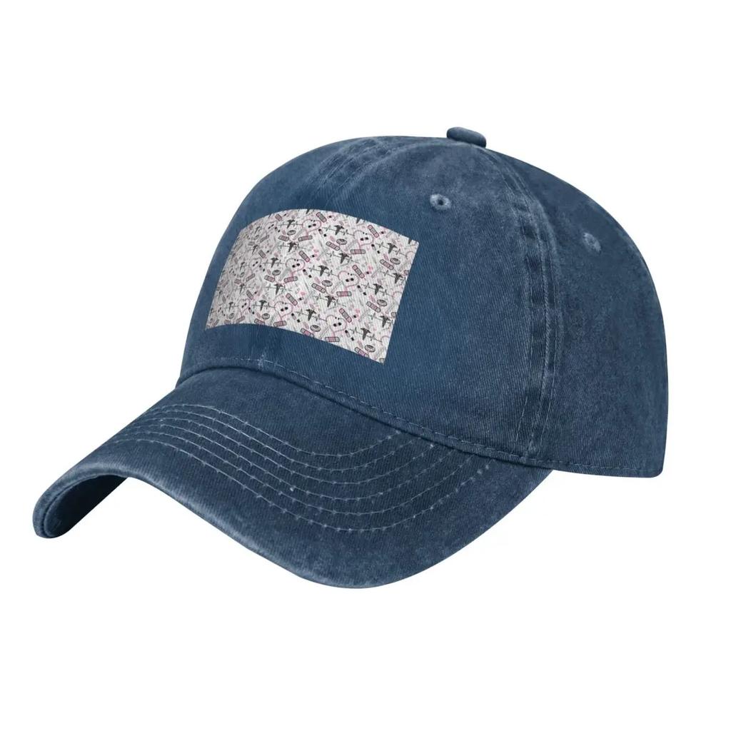 Cute Stethoscope Nurse Doctor EKG Pattern Baseball Caps Denim Hats Adjustable Casquette Streetwear Baseball Cowboy Hat