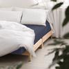 Cotton fitted sheet 90x200 smooth satin, dark navy blue