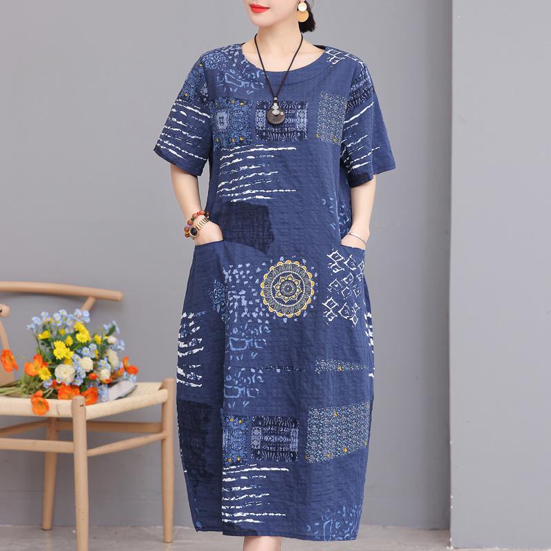 Летнее длинное платье больших размеров, женские свободные элегантные женские винтажные платья с принтом