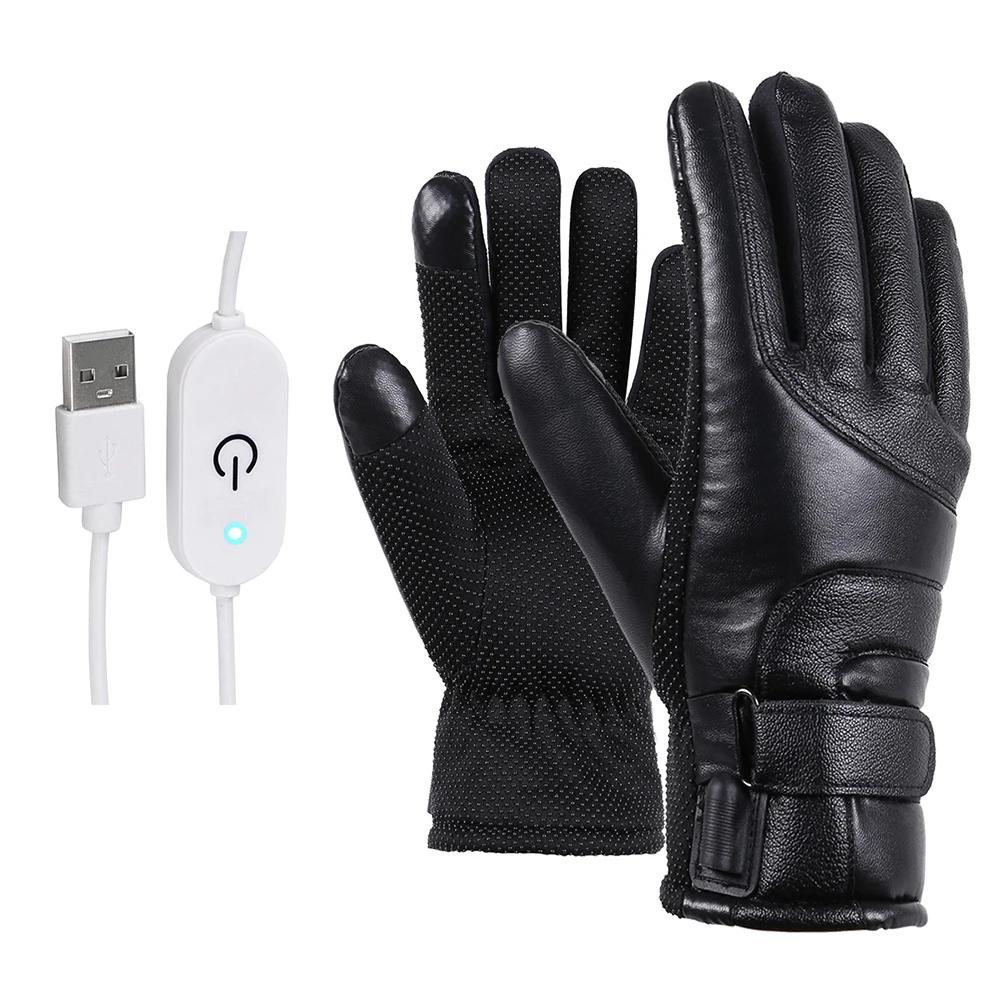 Electric Heated Gloves No Battery USB Hand Warmer Heating Gloves Winter Motorcycle Thermal Touch Screen Waterproof Bike Gloves