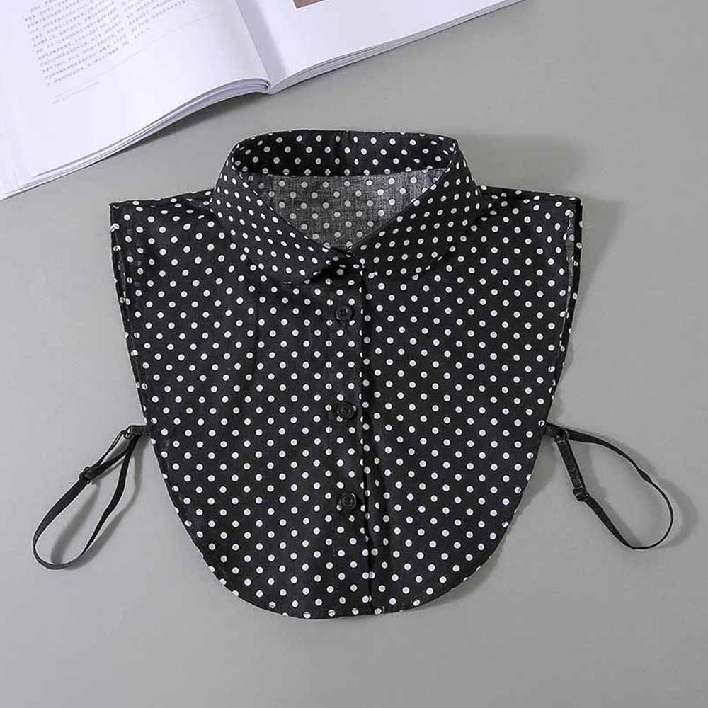 Classic Dots Front Tie White Fake Collar For Women Stand Detachable Collar Fake Half Shirt Blouse Girls Vintage False Collar New