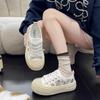 Fashion Autumn New Style Thick Sole Canvas Shoes Leisure Fashion Women's Shoes Simple Increase Height Lace Up Women's Shoes