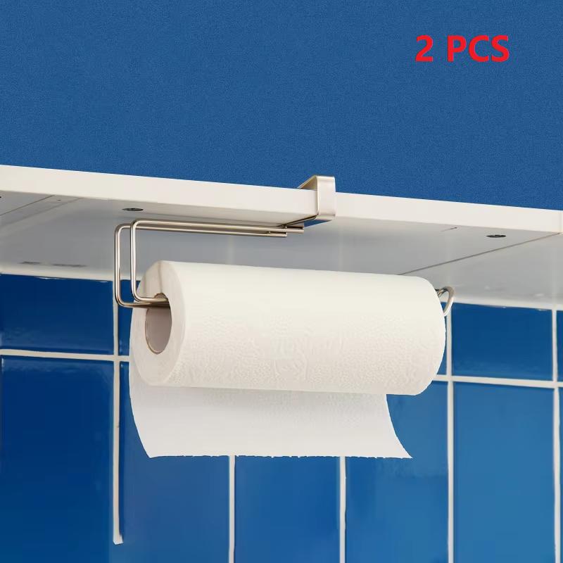 Stainless Steel Non-Perforated Paper Towel Rack Kitchen Plastic Wrap Under The Cabinet Hanging Roll Paper Storage Rack