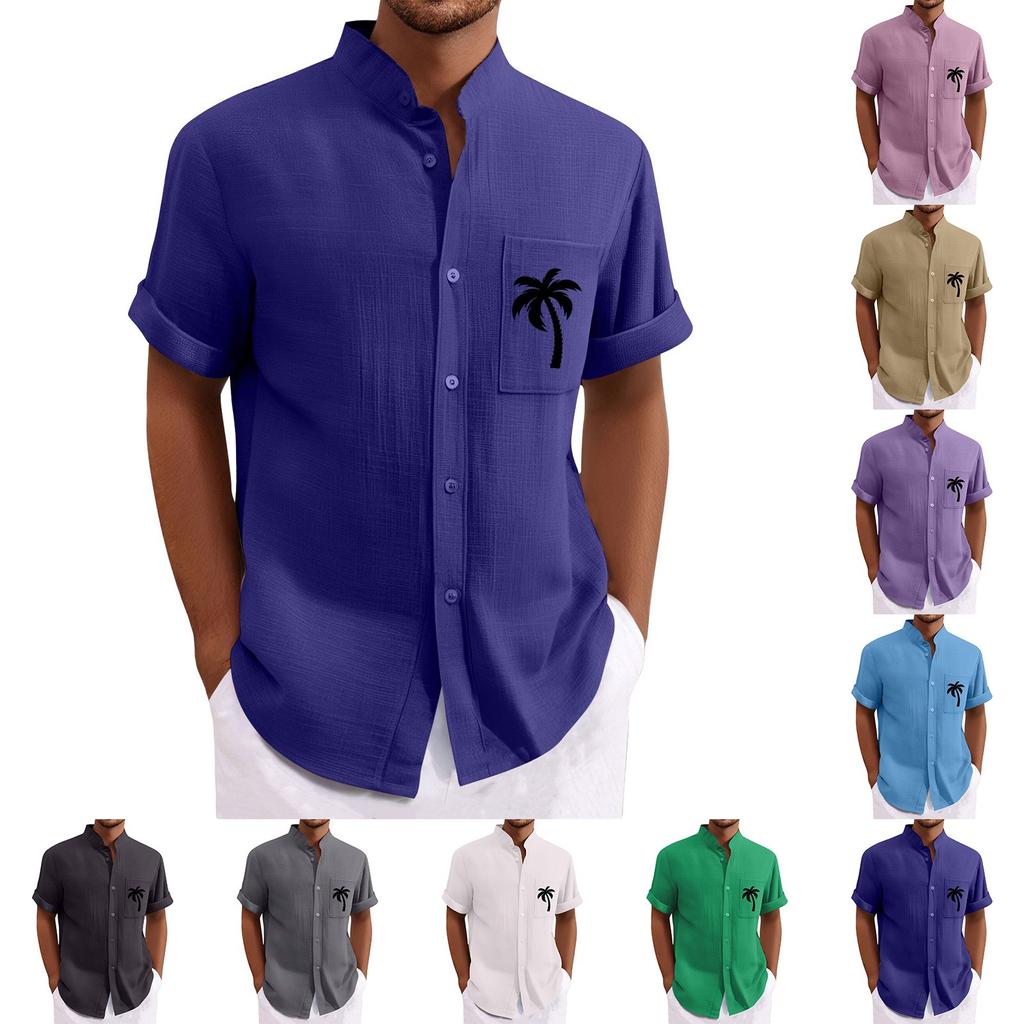 Men'S Casual Loose Short Sleeved Printed Shirt With Fashionable Top