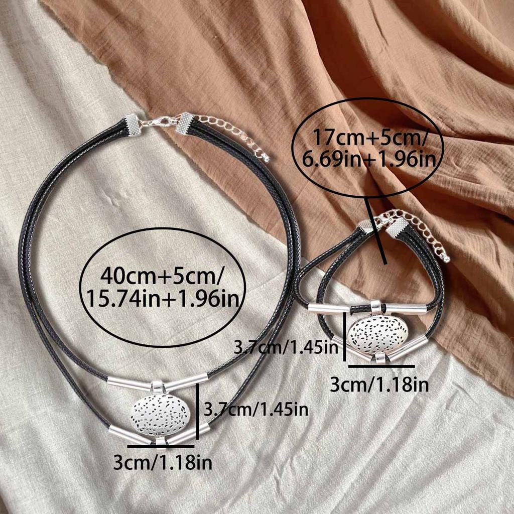 2025 Европейская и американская мода, креативный дизайн, ретро-тренд, двухслойный металлический трубчатый набор ожерелья и браслета