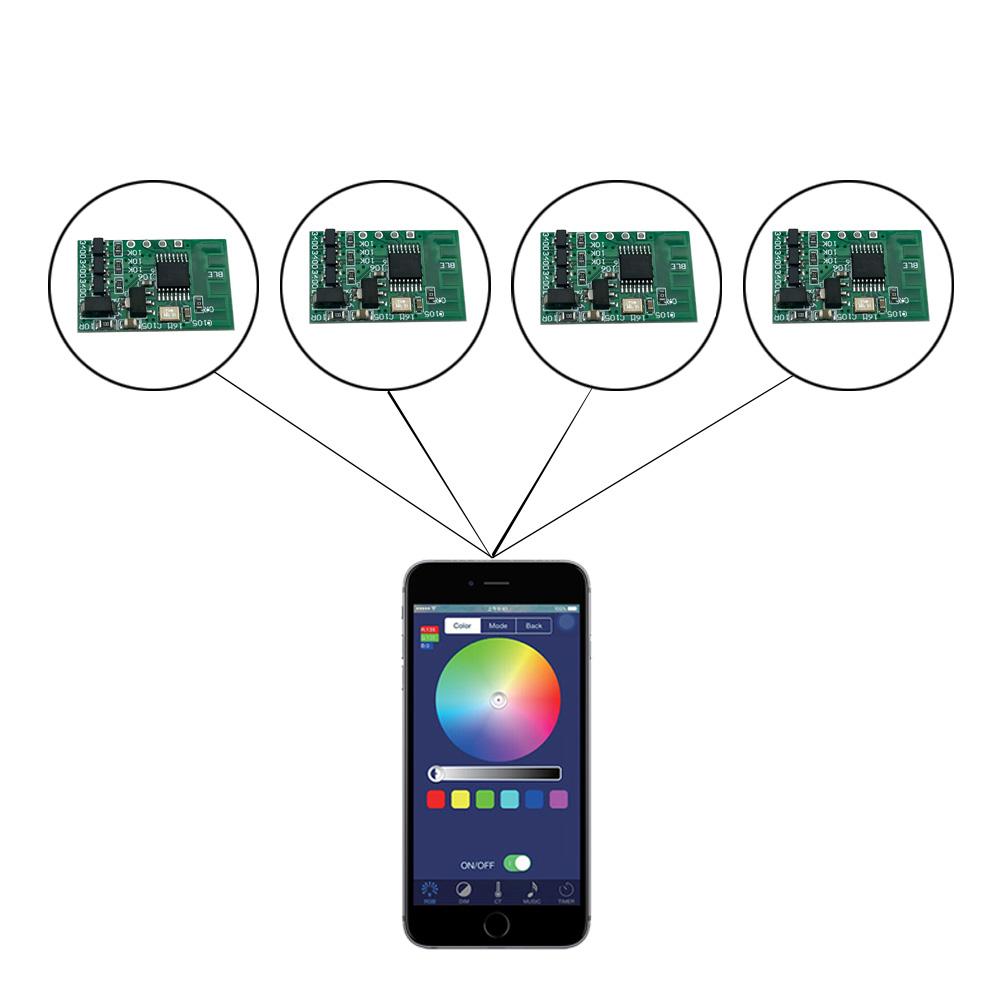 5PCS LED Bluetooth Module DIY Car Controller PCBA Mini Driver RGB Lamp With Power Supply Multi-Color Change of Mobile Phone APP