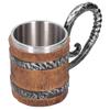 Resin Drinking Mug Oak Barrel Personalized Viking Vintage Stainless Steel HandMade Cup