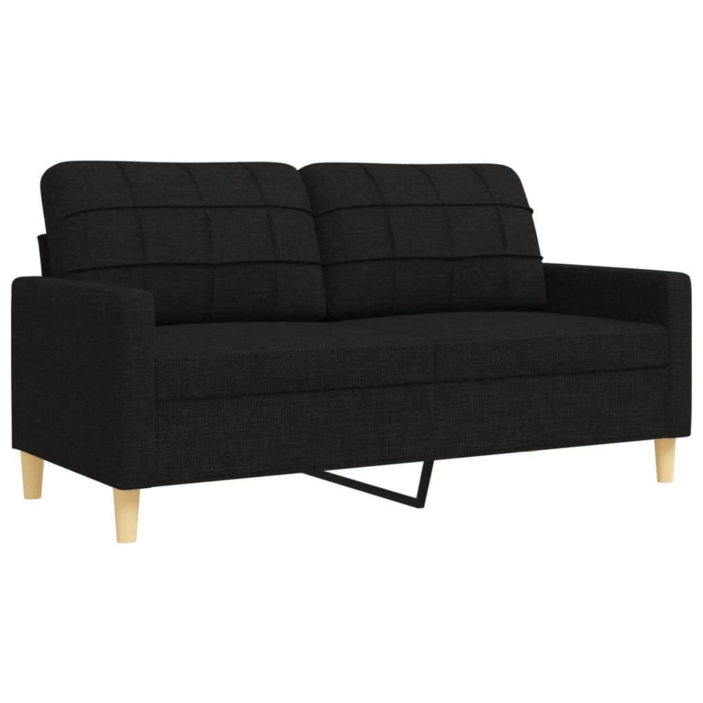 2 Piece Sofa Set Black Fabric