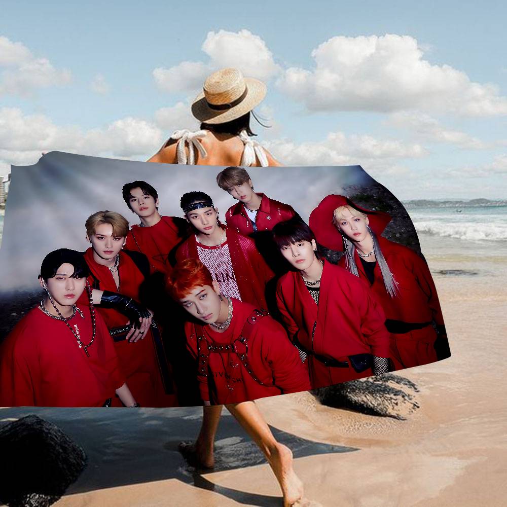 Kpop Star S-Stray Kids Anime Beach Swimming Towel Soft Absorbent Washcloth Children's Gifts For Kids Travel Camping Gym