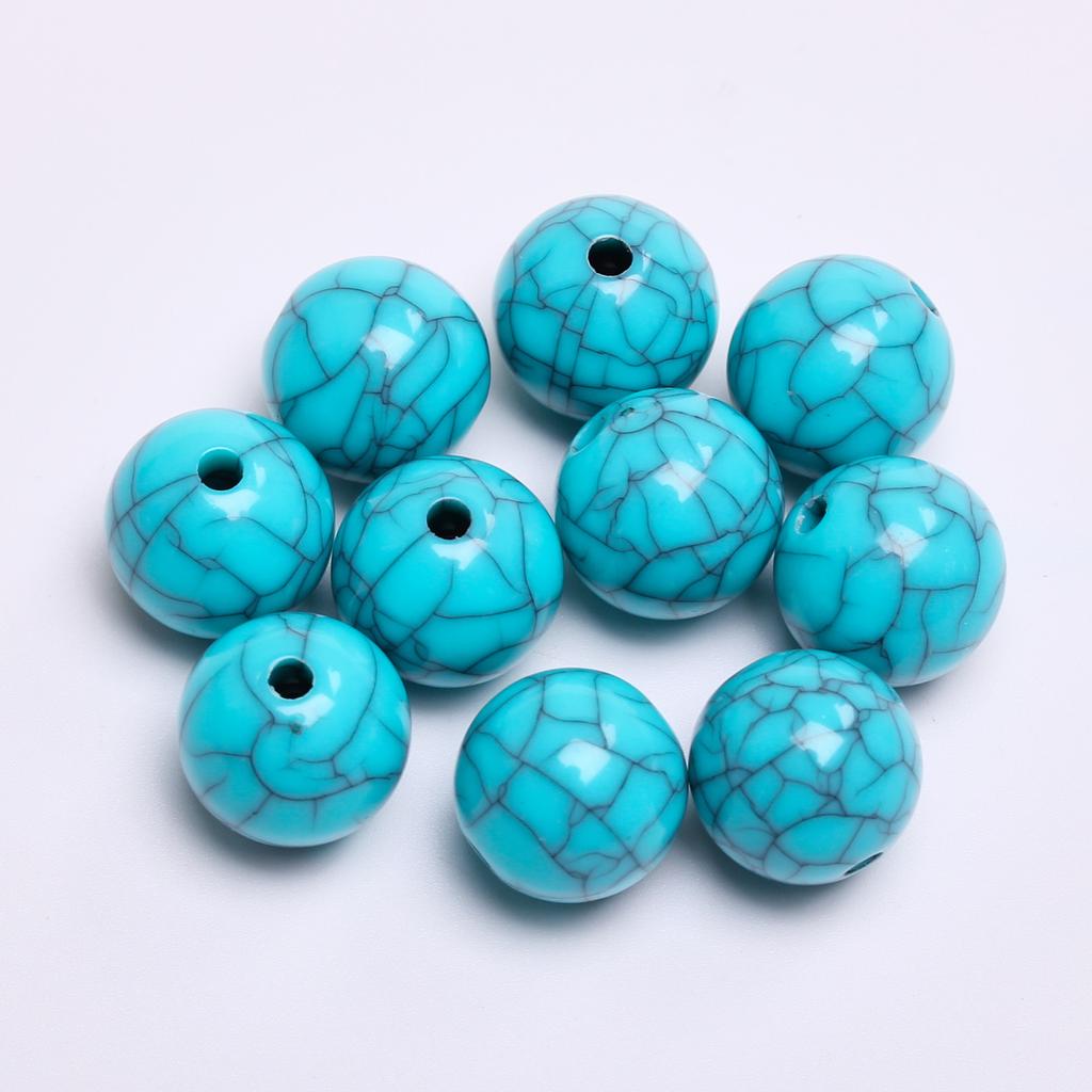 Бирюзовые имитированные каменные круглые бусины для изготовления украшений своими руками, 6-16 мм, 50-5 шт.