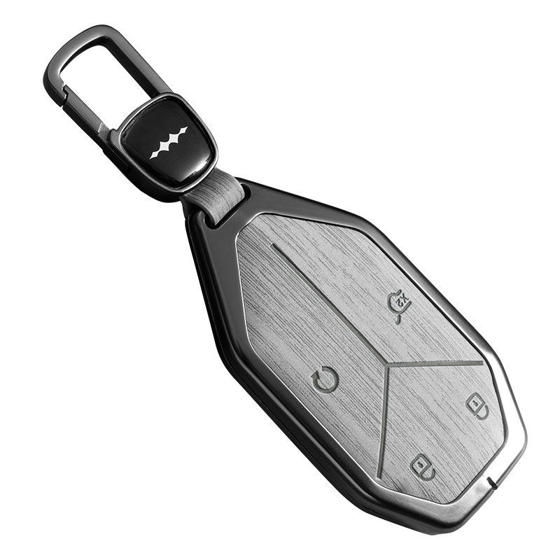 For BYD Formula Leopard 5 8 Titanium 3 7 Car Key Case Zinc Alloy Cover Keychain Shell Fob Metal Car Key Leather Holder Key Bag