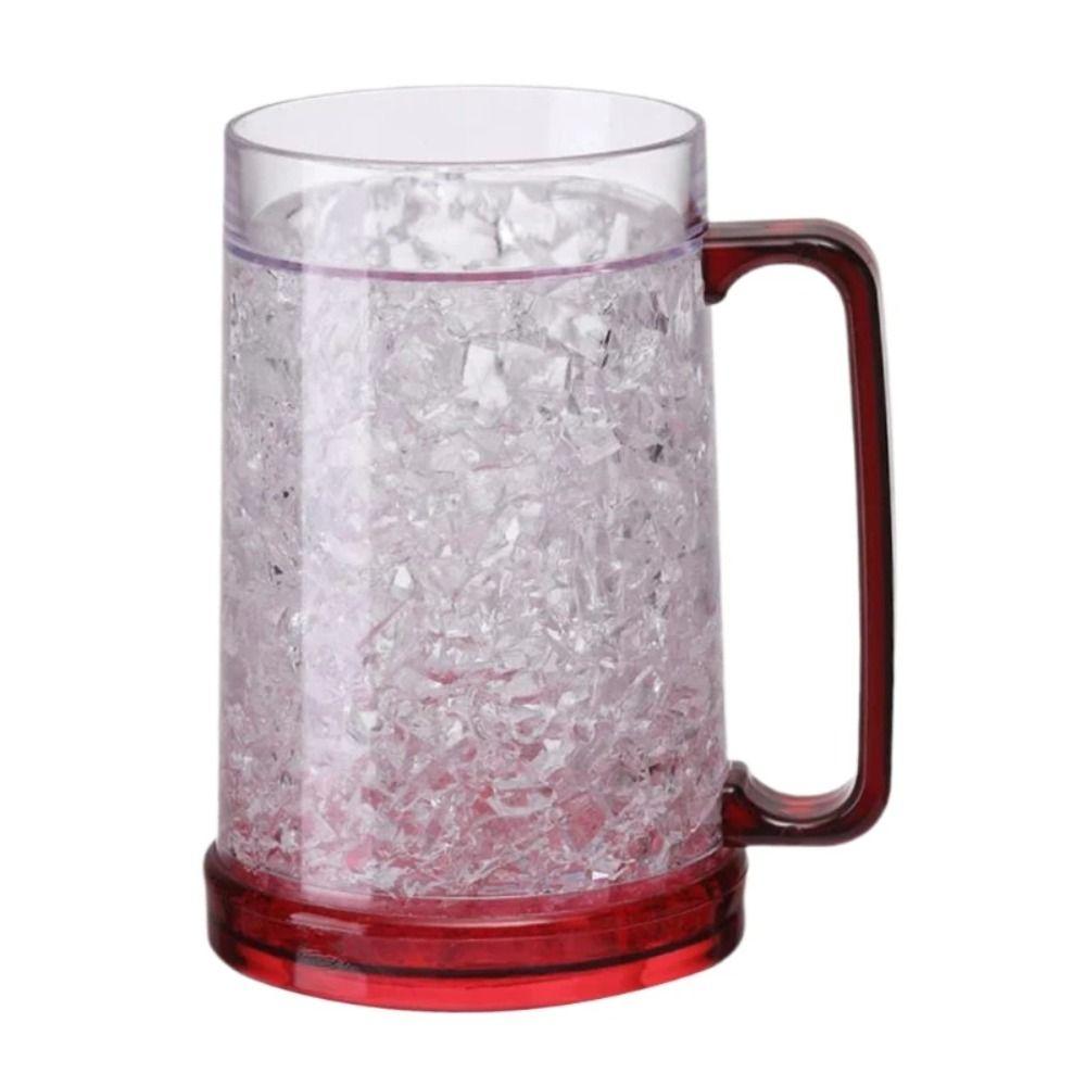 Double Wall Cooling Wine Cup Clear Beer Cup Drinking Glasses Freezer Ice Beer Mug Beer