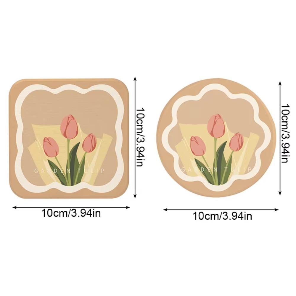 3PCS Anti-oil Heat Insulation Pad Non-slip Coffee Cup Pads Household Table Mat Tulip Coaster Office
